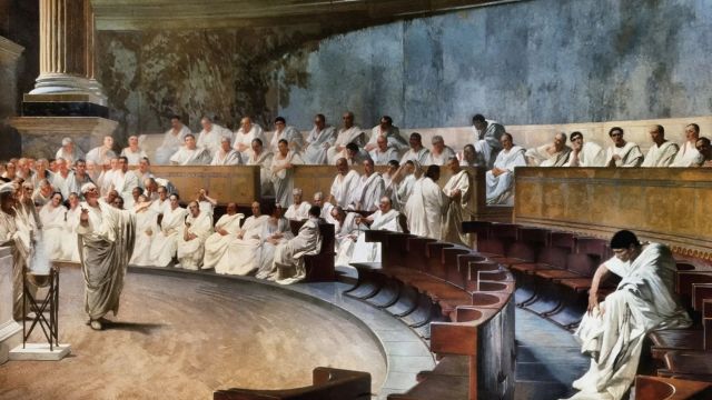 Cesare Maccari (1840–1919), fresco of the Roman Senate, Italian Senate, Rome. Credits. 