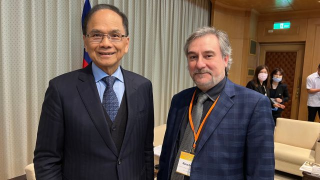 Marco Respinti meeting the then President of the Legislative Yuan Yu Shy-Kun on April 6, 2023.