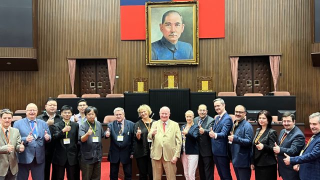 The scholars’ and human rights activists’ delegation who visited the Legislative Yuan on April 6, 2023.