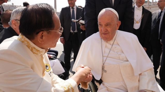Pope Francis and Dr. Hong, St. Peter’s Square, May 15, 2024.