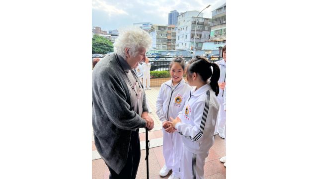 Eileen Barker with young Tai Ji Men dizi in Taiwan, 7 January 2024.