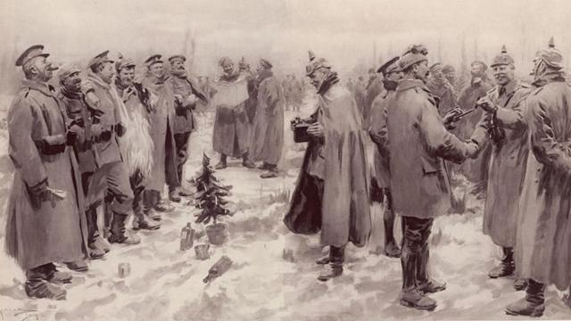 Arthur Cadwgan Michael (1881‒1965), “The Christmas Truce at Ypres” (1915). Credits.