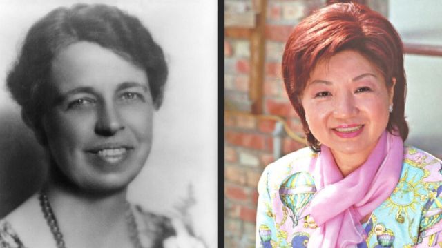 Eleanor Roosevelt (left, credits) and Madam Yu Mei-Jung (right).