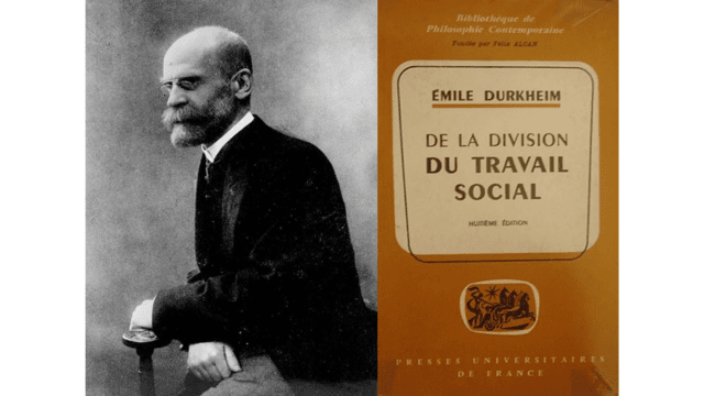 Émile Durkheim (1858–1917), credits, and his book ““The Division of Labour in Society.”