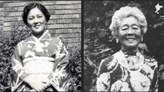 Hawayo Takata (1900–1980) as a student of Reiki in Japan and as an internationally well-known Reiki master in the United States in her later years. From Twitter.