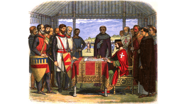 James William Edmund Doyle (1822–1892), “King John [1166–1216] Signing the Magna Carta.” Credits.
