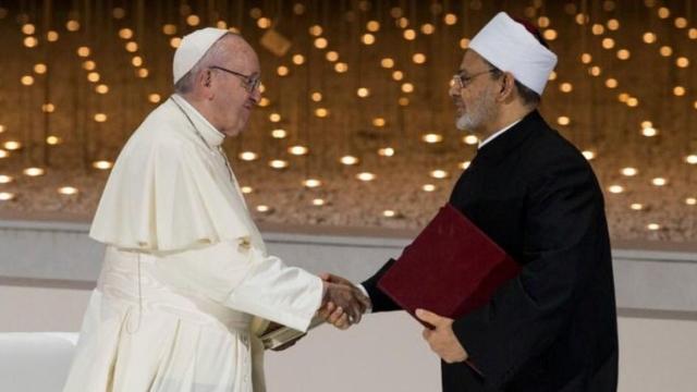 Pope Francis and Grand Imam el-Tayeb in Abu Dhabi, 2019. From Twitter.