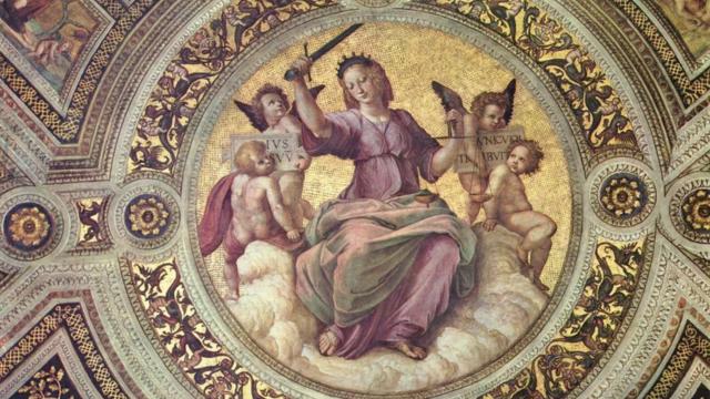 Already in 1508, the Italian painter Raphael (1483–1520) painted the right to a far trial and an impartial justice in this fresco in the Vatican’s main tribunal. Credits.