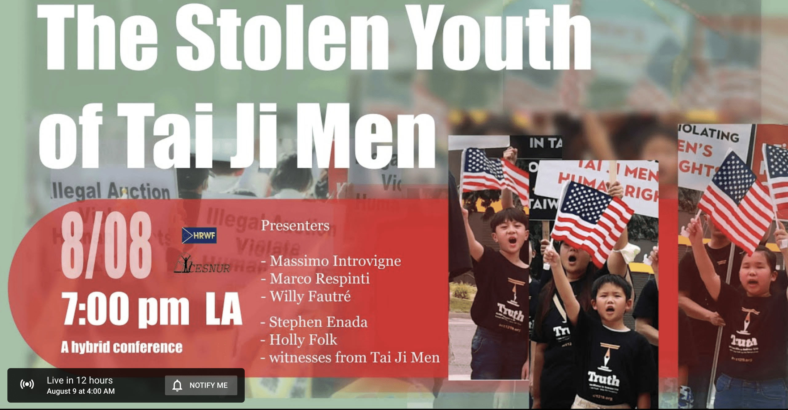 The Stolen Youth of Tai Ji Men -webinar poster