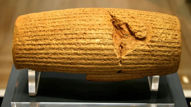 The cylinder of King Cyrus the Great, British Museum, London. Credits.
