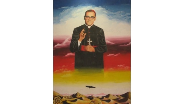 Monsignor Romero, mural at the University of El Salvador. Credits.