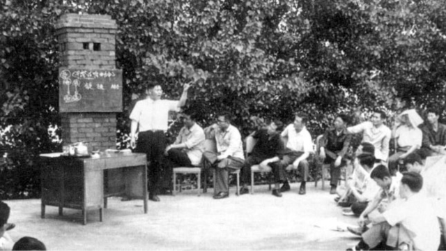 An open-door lecture of the International Federation for Victory Over Communism founded by the Unification Church, ca. 1969. Source: tparents.org.